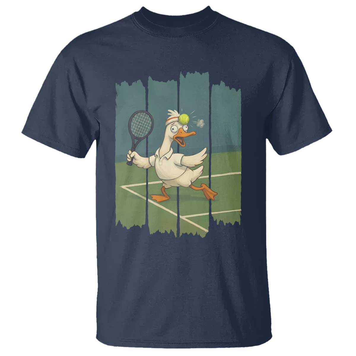Silly Goose Playing Tennis T Shirt Funny Bird Getting Hit By Ball - Wonder Print Shop