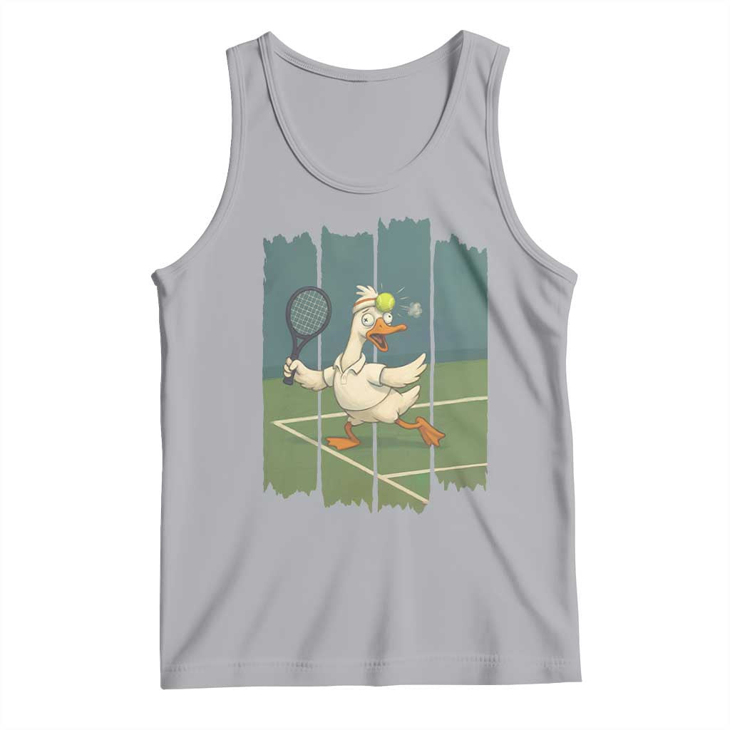 Silly Goose Playing Tennis Tank Top Funny Bird Getting Hit By Ball - Wonder Print Shop