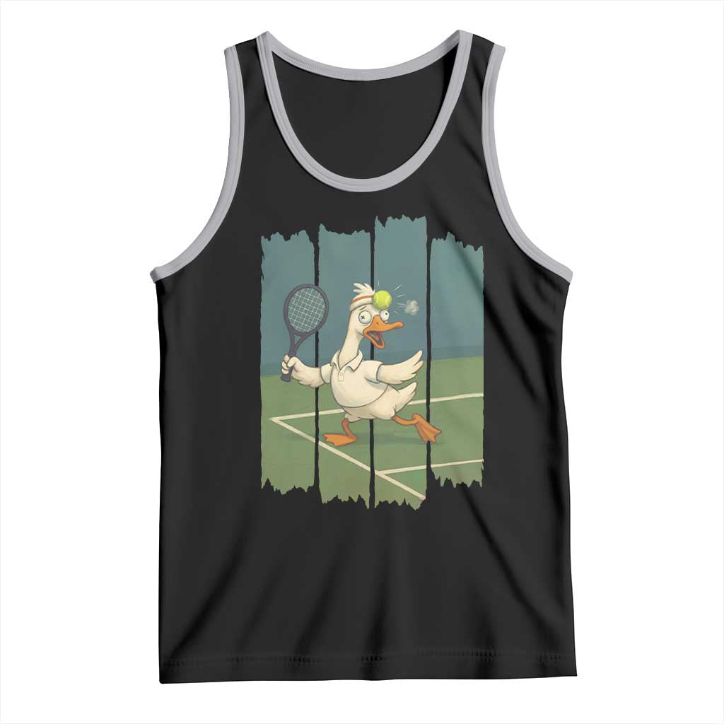 Silly Goose Playing Tennis Tank Top Funny Bird Getting Hit By Ball - Wonder Print Shop