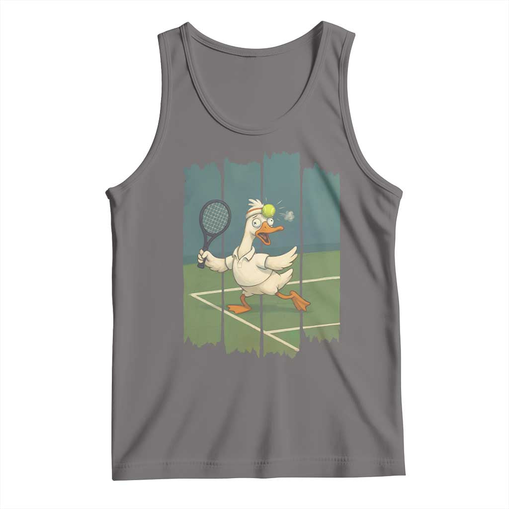Silly Goose Playing Tennis Tank Top Funny Bird Getting Hit By Ball - Wonder Print Shop