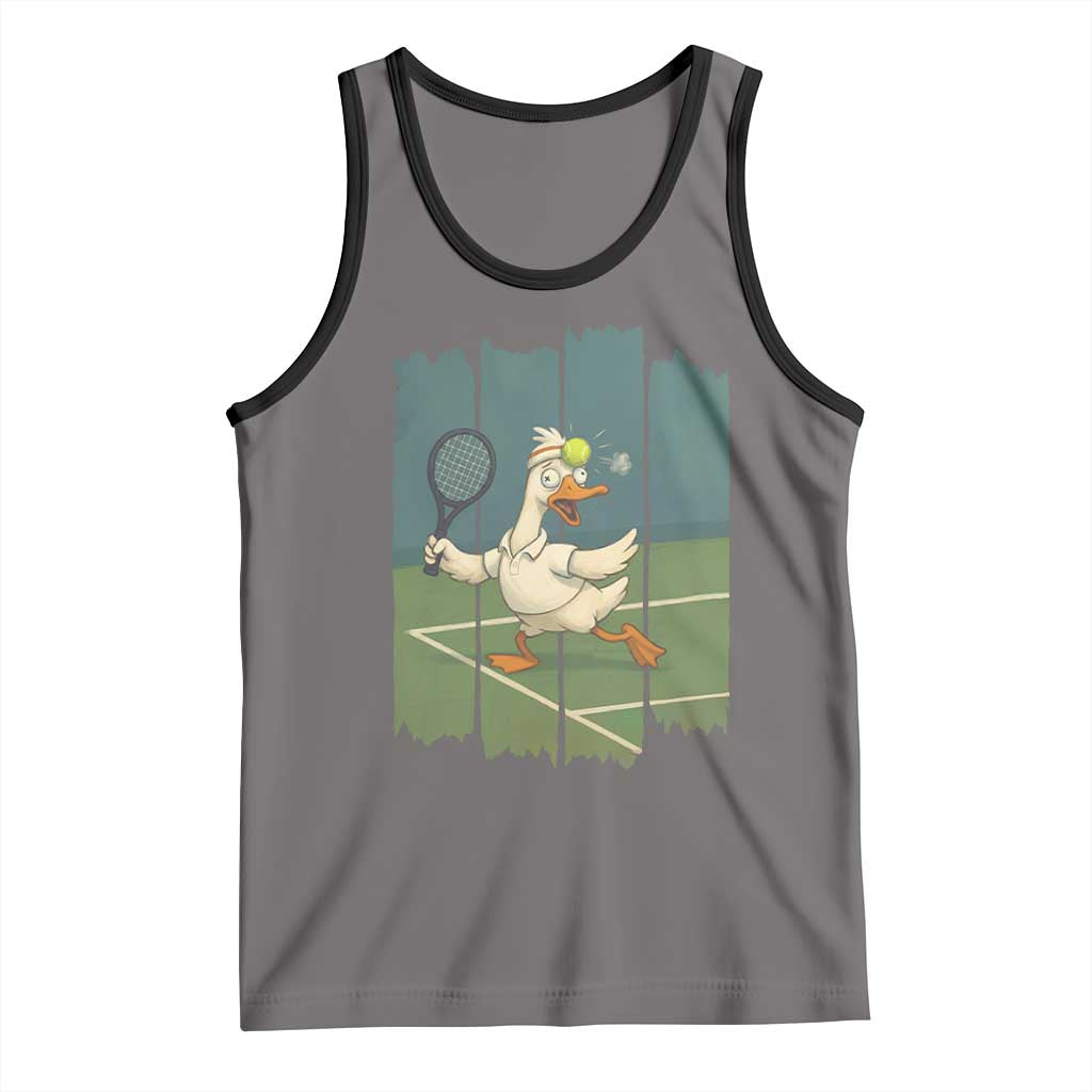 Silly Goose Playing Tennis Tank Top Funny Bird Getting Hit By Ball - Wonder Print Shop
