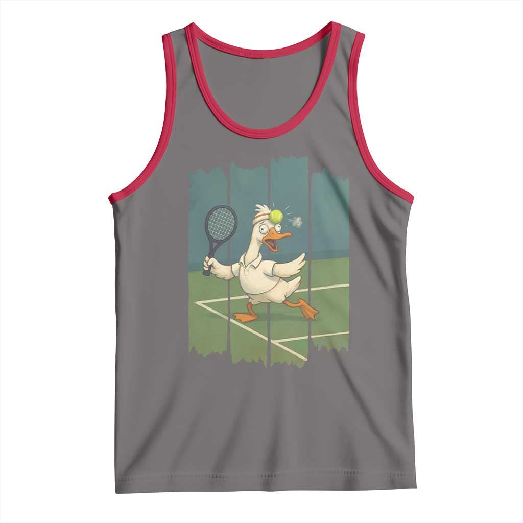 Silly Goose Playing Tennis Tank Top Funny Bird Getting Hit By Ball - Wonder Print Shop