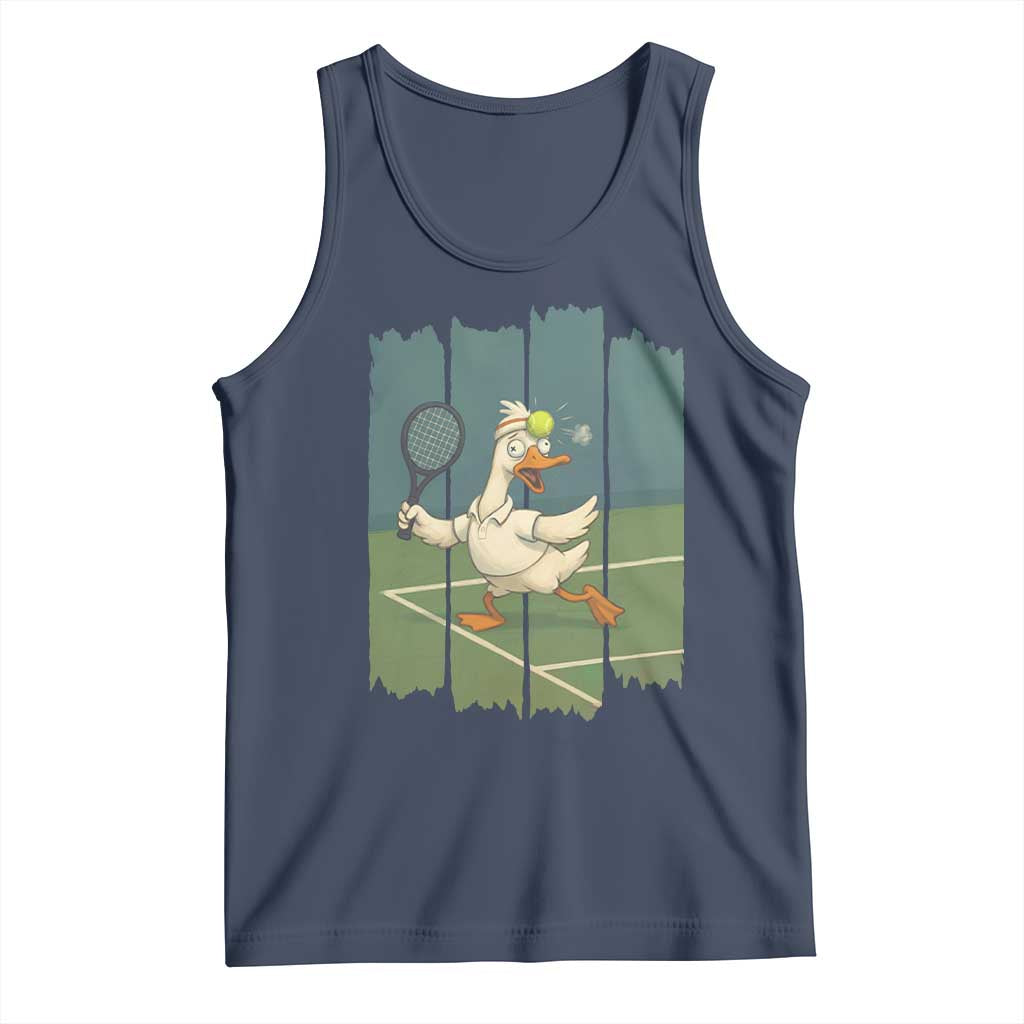 Silly Goose Playing Tennis Tank Top Funny Bird Getting Hit By Ball - Wonder Print Shop