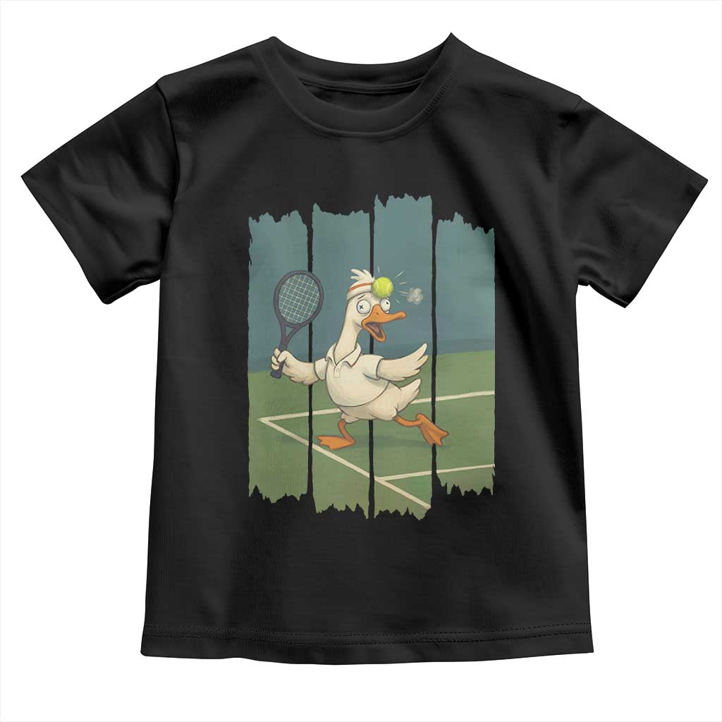 Silly Goose Playing Tennis Toddler T Shirt Funny Bird Getting Hit By Ball - Wonder Print Shop