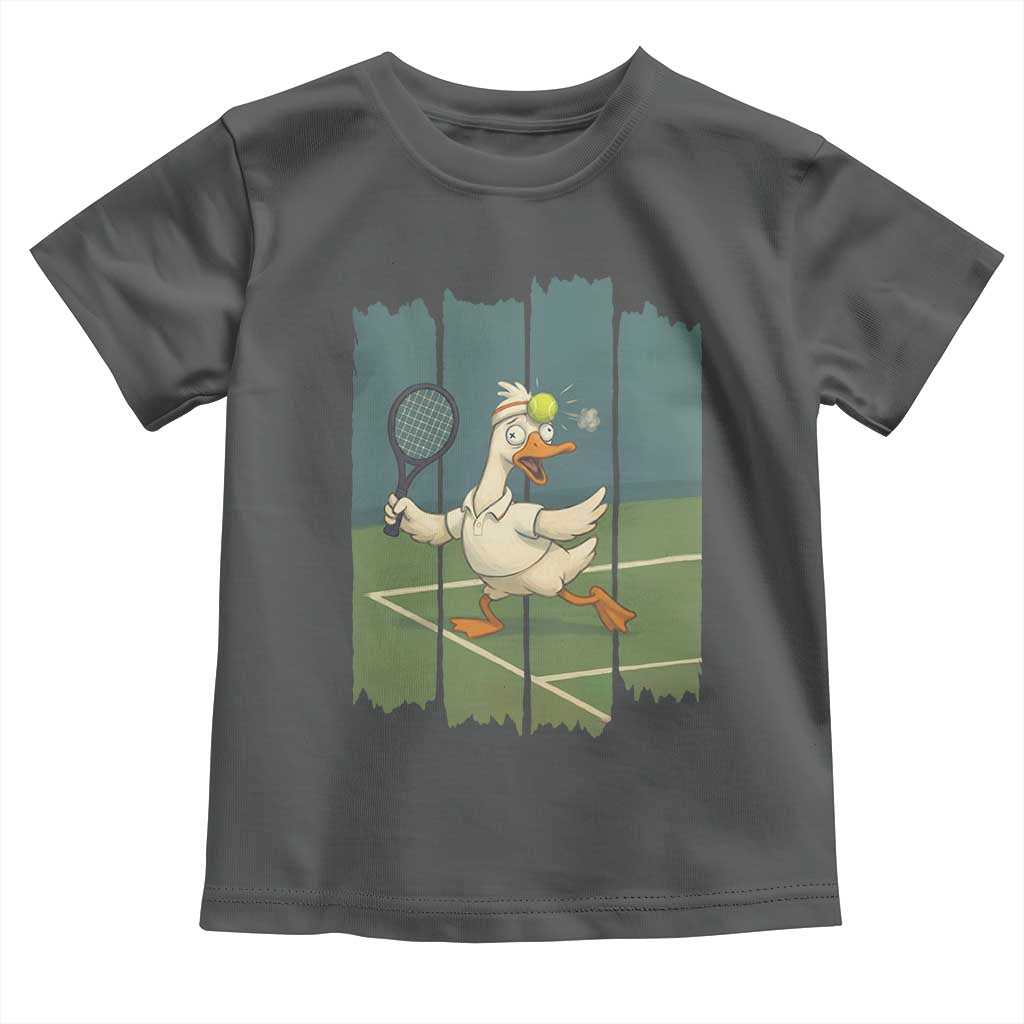 Silly Goose Playing Tennis Toddler T Shirt Funny Bird Getting Hit By Ball - Wonder Print Shop