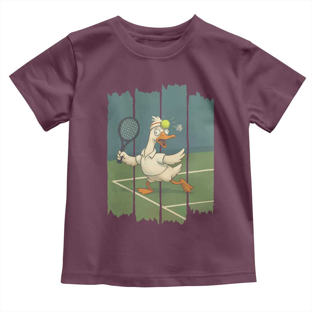 Silly Goose Playing Tennis Toddler T Shirt Funny Bird Getting Hit By Ball - Wonder Print Shop