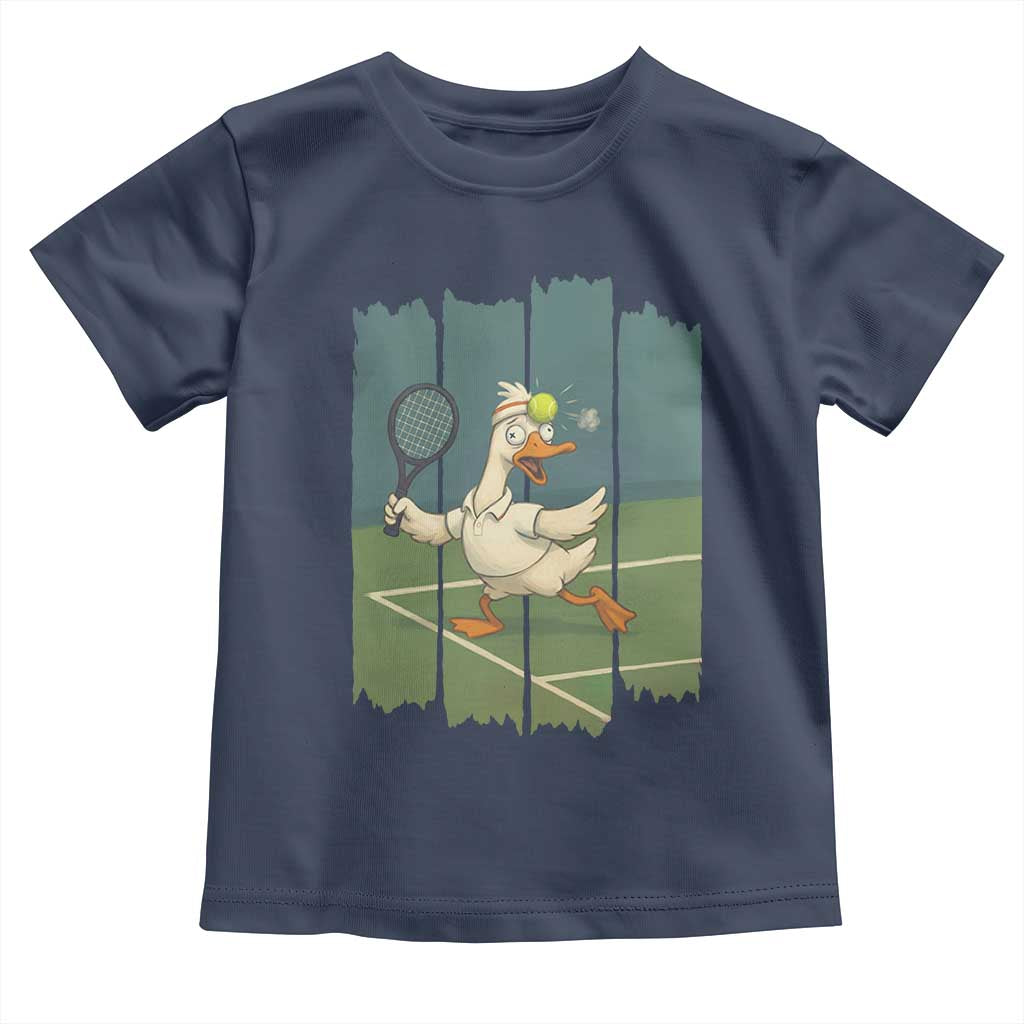 Silly Goose Playing Tennis Toddler T Shirt Funny Bird Getting Hit By Ball - Wonder Print Shop
