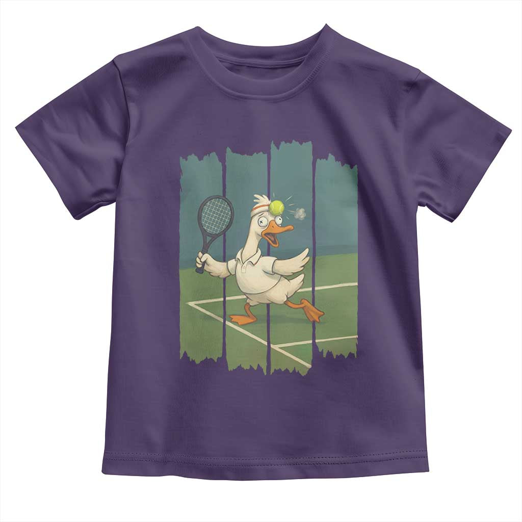 Silly Goose Playing Tennis Toddler T Shirt Funny Bird Getting Hit By Ball - Wonder Print Shop