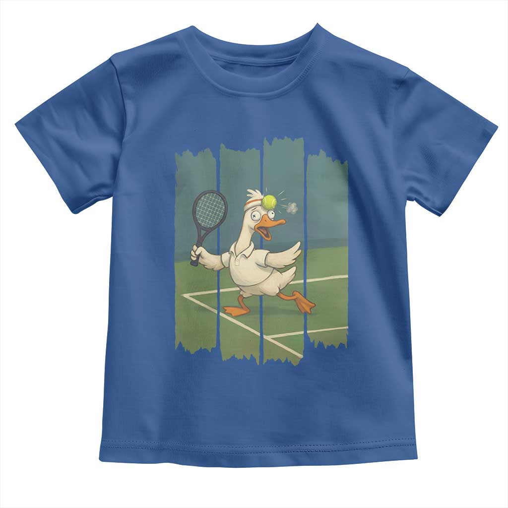 Silly Goose Playing Tennis Toddler T Shirt Funny Bird Getting Hit By Ball - Wonder Print Shop