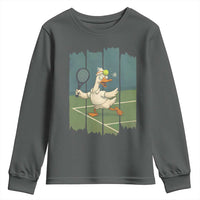 Silly Goose Playing Tennis Youth Sweatshirt Funny Bird Getting Hit By Ball - Wonder Print Shop