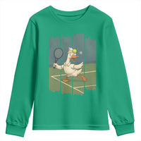 Silly Goose Playing Tennis Youth Sweatshirt Funny Bird Getting Hit By Ball - Wonder Print Shop