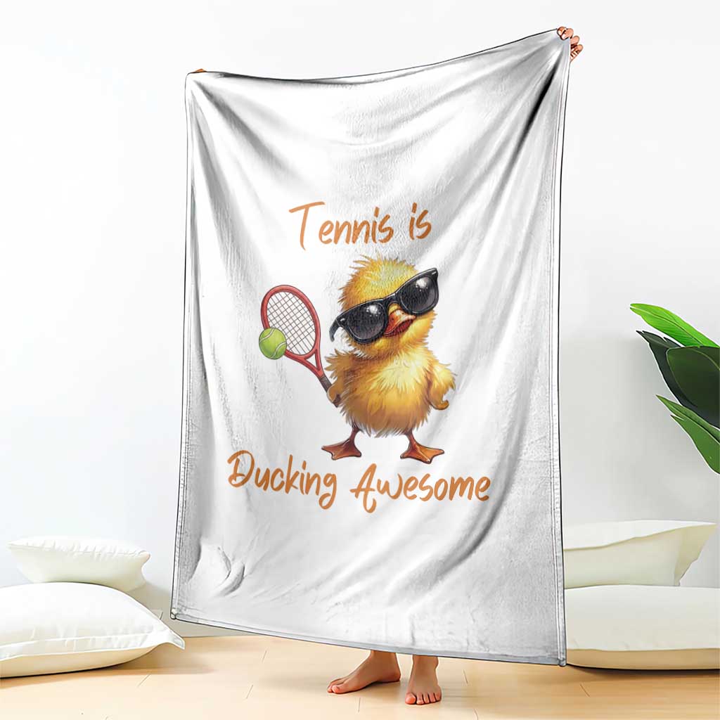 Funny Cute Duck Playing Tennis Throw Blanket Ducking Awesome - Wonder Print Shop