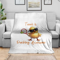 Funny Cute Duck Playing Tennis Throw Blanket Ducking Awesome - Wonder Print Shop
