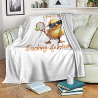 Funny Cute Duck Playing Tennis Throw Blanket Ducking Awesome - Wonder Print Shop
