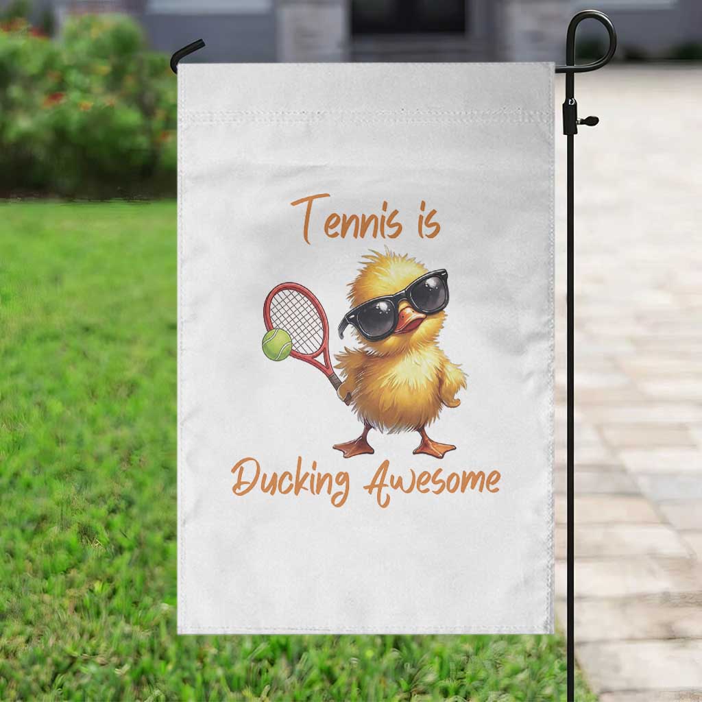 Funny Cute Duck Playing Tennis Garden Flag Ducking Awesome - Wonder Print Shop