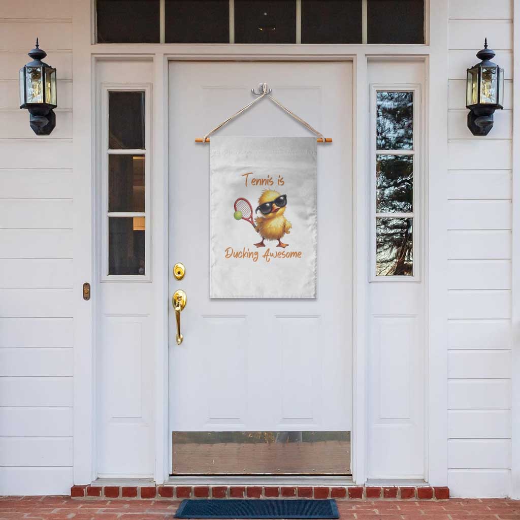 Funny Cute Duck Playing Tennis Garden Flag Ducking Awesome - Wonder Print Shop