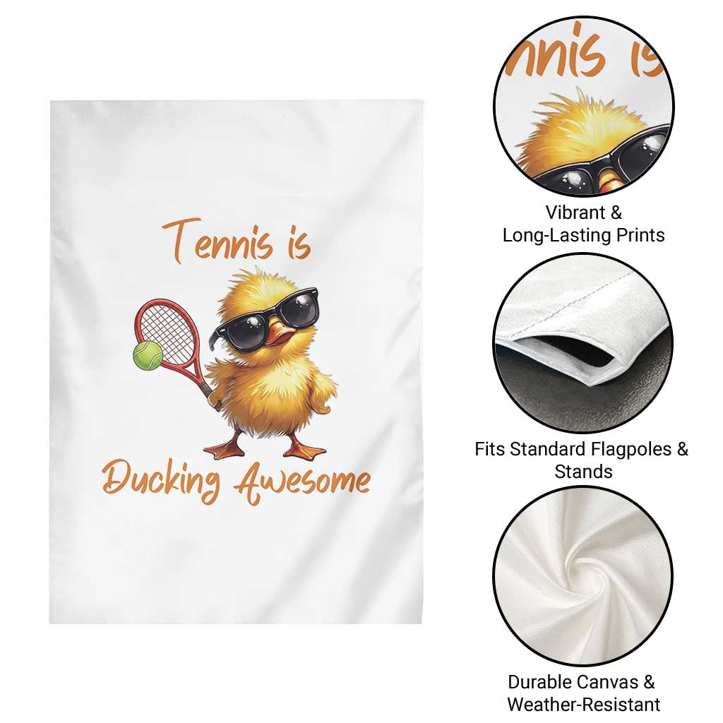 Funny Cute Duck Playing Tennis Garden Flag Ducking Awesome - Wonder Print Shop
