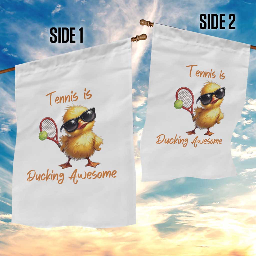 Funny Cute Duck Playing Tennis Garden Flag Ducking Awesome - Wonder Print Shop