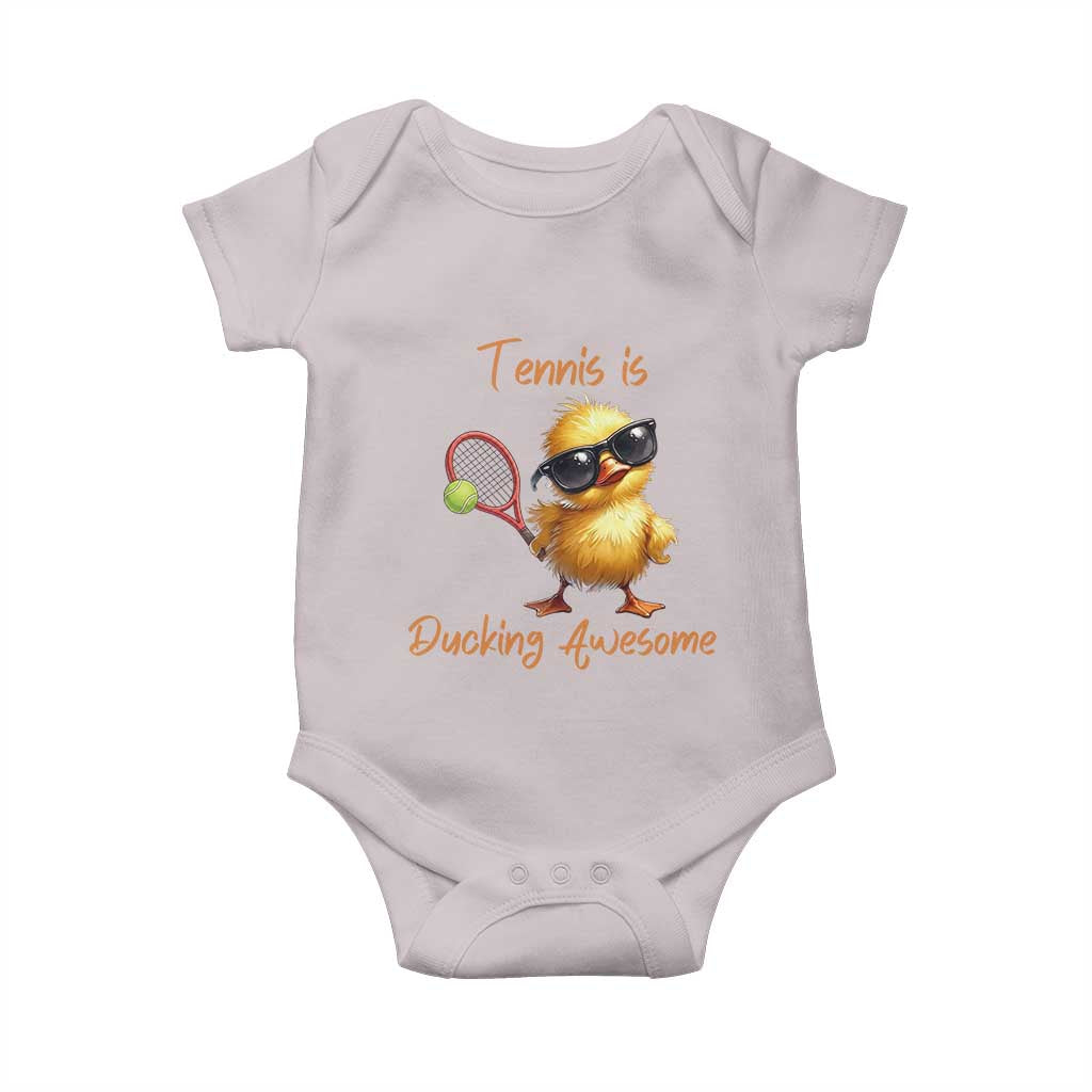 Funny Cute Duck Playing Tennis Baby Onesie Ducking Awesome - Wonder Print Shop