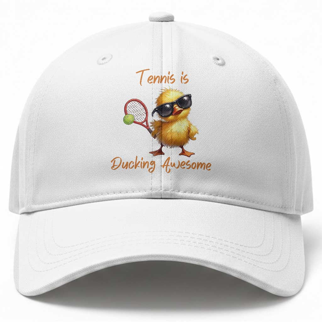 Funny Cute Duck Playing Tennis Baseball Cap Ducking Awesome