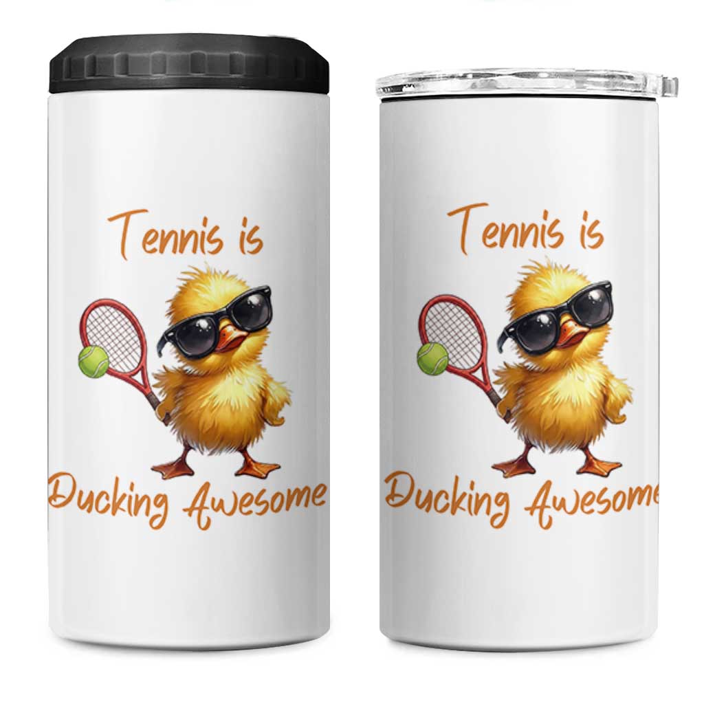 Funny Cute Duck Playing Tennis 4 in 1 Can Cooler Tumbler Ducking Awesome - Wonder Print Shop