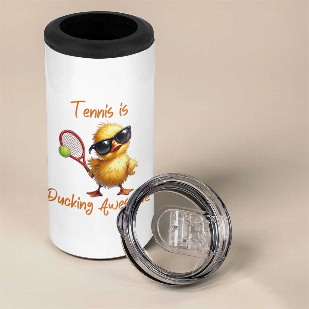 Funny Cute Duck Playing Tennis 4 in 1 Can Cooler Tumbler Ducking Awesome - Wonder Print Shop