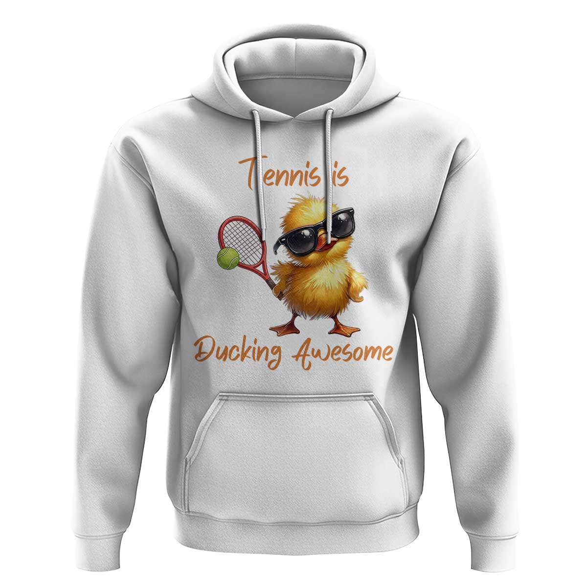 Funny Cute Duck Playing Tennis Hoodie Ducking Awesome - Wonder Print Shop