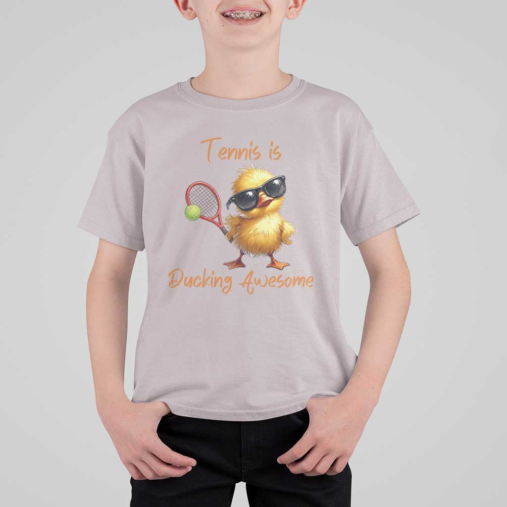 Funny Cute Duck Playing Tennis T Shirt For Kid Ducking Awesome - Wonder Print Shop