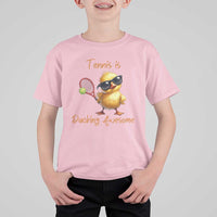 Funny Cute Duck Playing Tennis T Shirt For Kid Ducking Awesome - Wonder Print Shop
