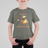 Funny Cute Duck Playing Tennis T Shirt For Kid Ducking Awesome - Wonder Print Shop