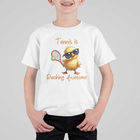 Funny Cute Duck Playing Tennis T Shirt For Kid Ducking Awesome - Wonder Print Shop