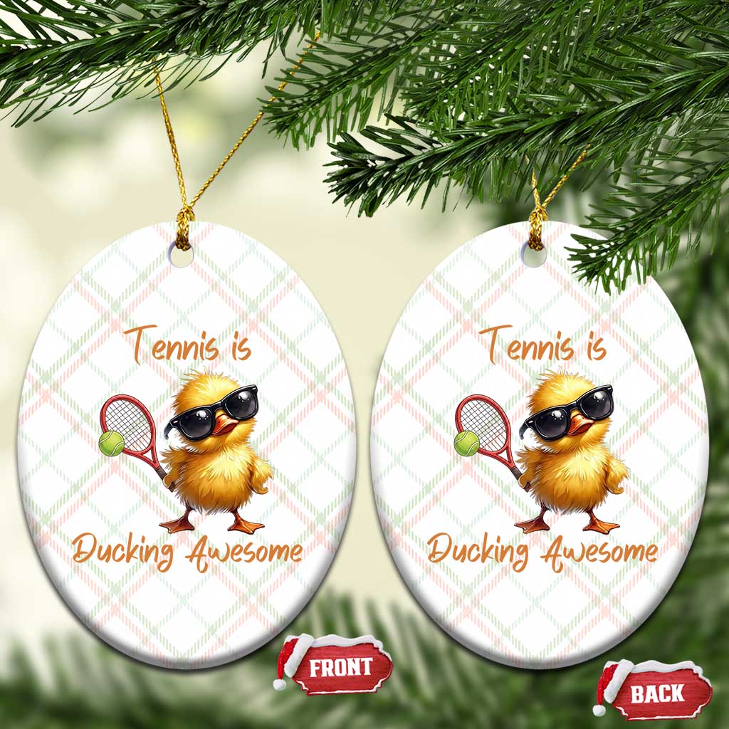 Funny Cute Duck Playing Tennis Ceramic Ornament Ducking Awesome - Wonder Print Shop