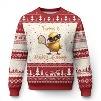 Funny Cute Duck Playing Tennis Ugly Christmas Sweater Ducking Awesome - Wonder Print Shop