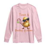 Funny Cute Duck Playing Tennis Long Sleeve Shirt Ducking Awesome - Wonder Print Shop