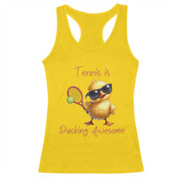 Funny Cute Duck Playing Tennis Racerback Tank Top Ducking Awesome - Wonder Print Shop