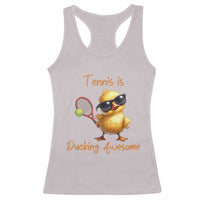 Funny Cute Duck Playing Tennis Racerback Tank Top Ducking Awesome - Wonder Print Shop