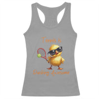 Funny Cute Duck Playing Tennis Racerback Tank Top Ducking Awesome - Wonder Print Shop