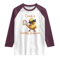 Funny Cute Duck Playing Tennis Raglan Shirt Ducking Awesome - Wonder Print Shop
