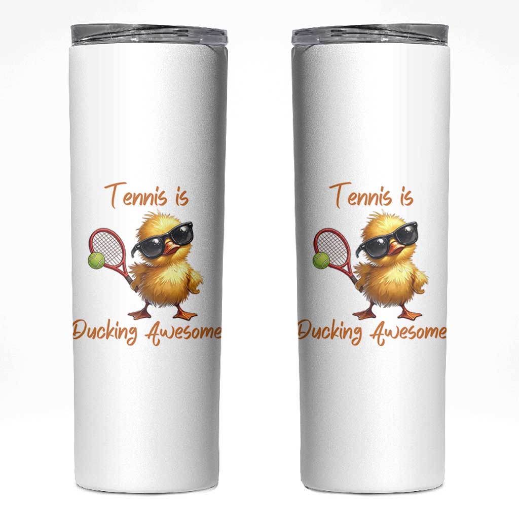 Funny Cute Duck Playing Tennis Skinny Tumbler Ducking Awesome - Wonder Print Shop