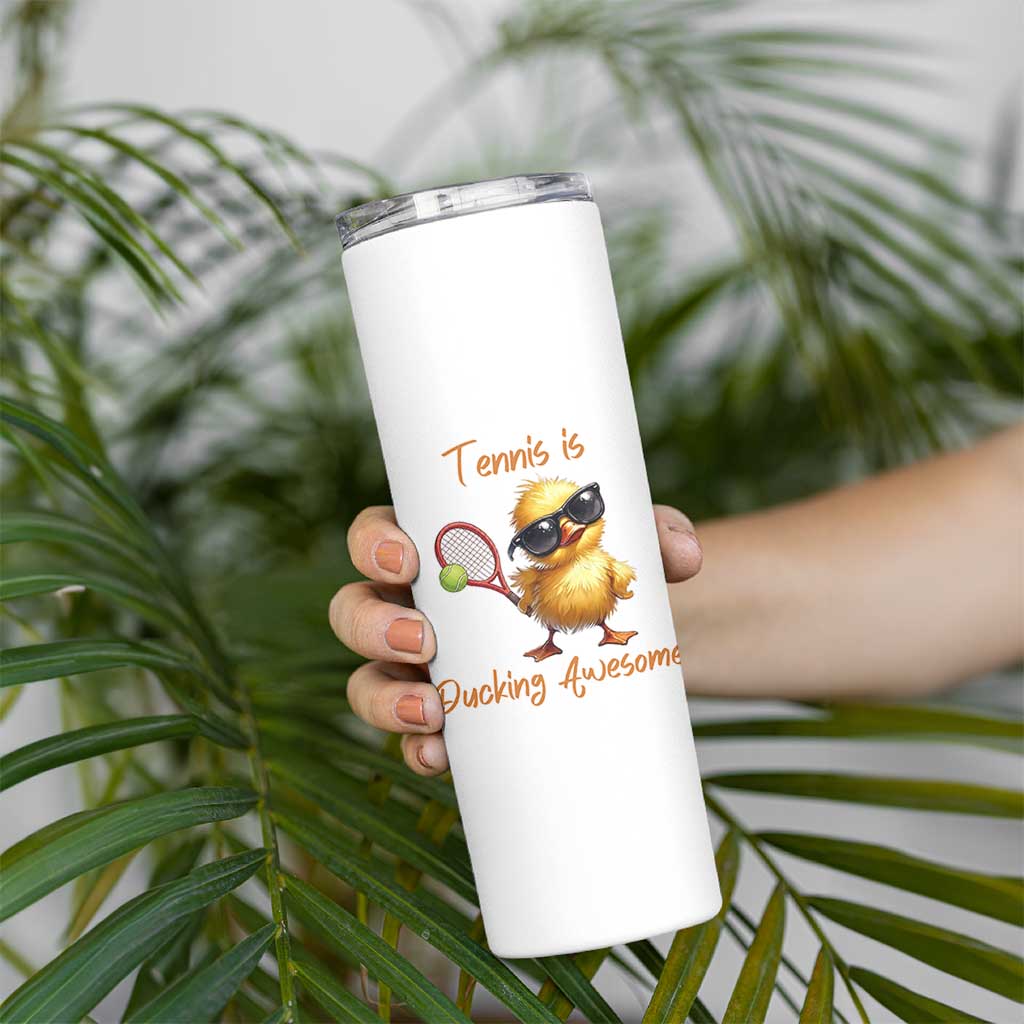 Funny Cute Duck Playing Tennis Skinny Tumbler Ducking Awesome - Wonder Print Shop