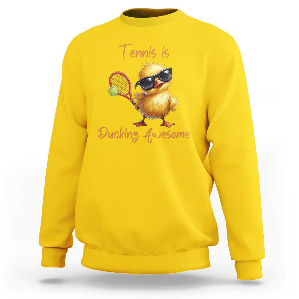Funny Cute Duck Playing Tennis Sweatshirt Ducking Awesome - Wonder Print Shop
