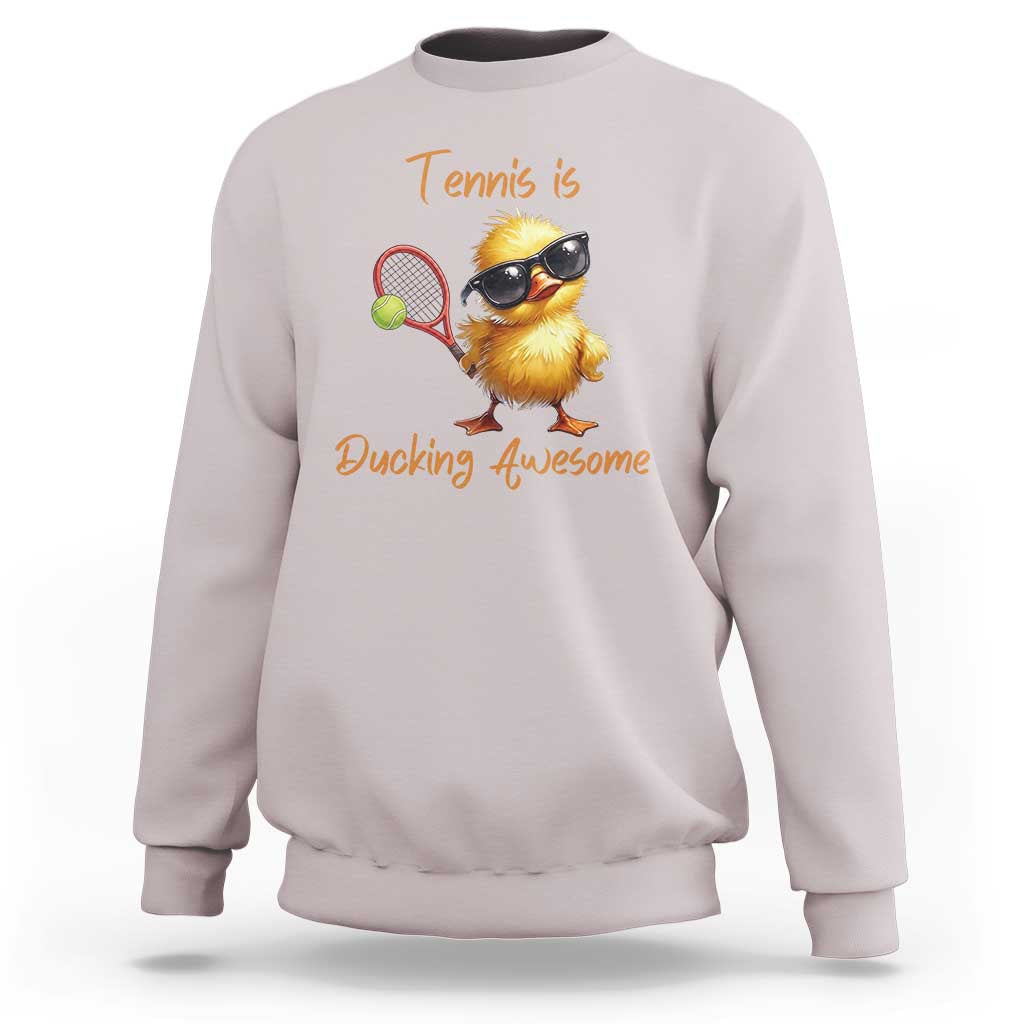 Funny Cute Duck Playing Tennis Sweatshirt Ducking Awesome - Wonder Print Shop