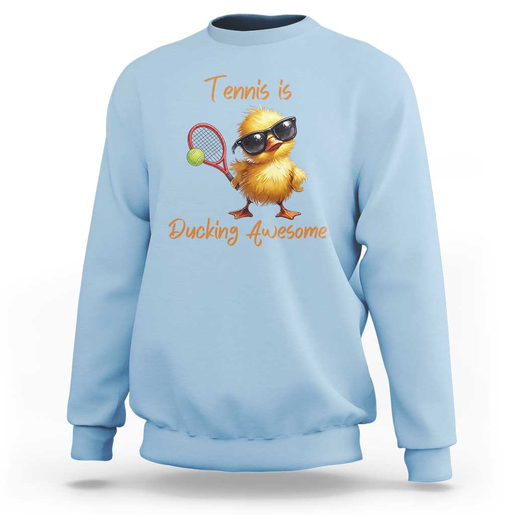 Funny Cute Duck Playing Tennis Sweatshirt Ducking Awesome - Wonder Print Shop