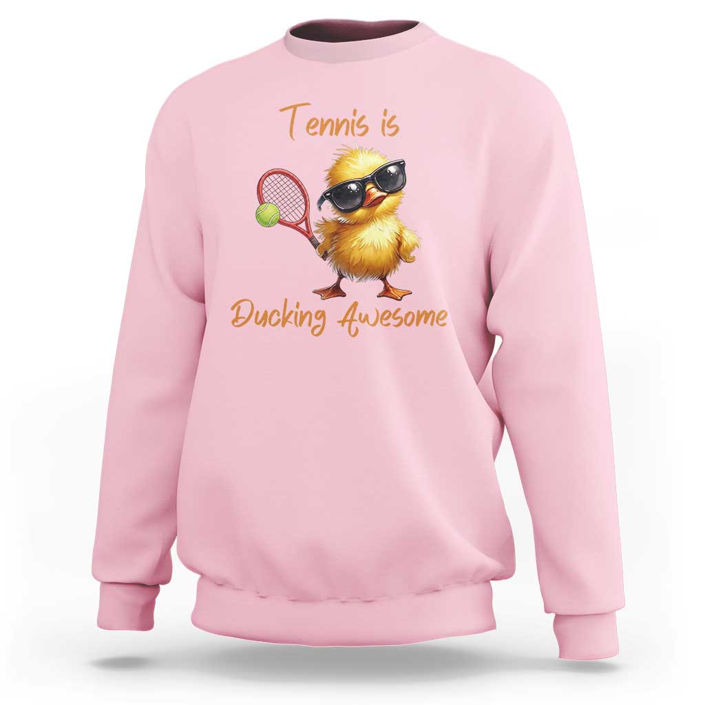 Funny Cute Duck Playing Tennis Sweatshirt Ducking Awesome - Wonder Print Shop