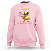 Funny Cute Duck Playing Tennis Sweatshirt Ducking Awesome - Wonder Print Shop