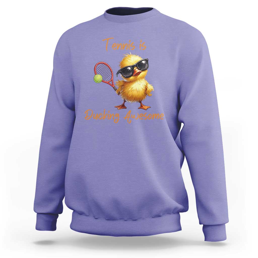 Funny Cute Duck Playing Tennis Sweatshirt Ducking Awesome - Wonder Print Shop