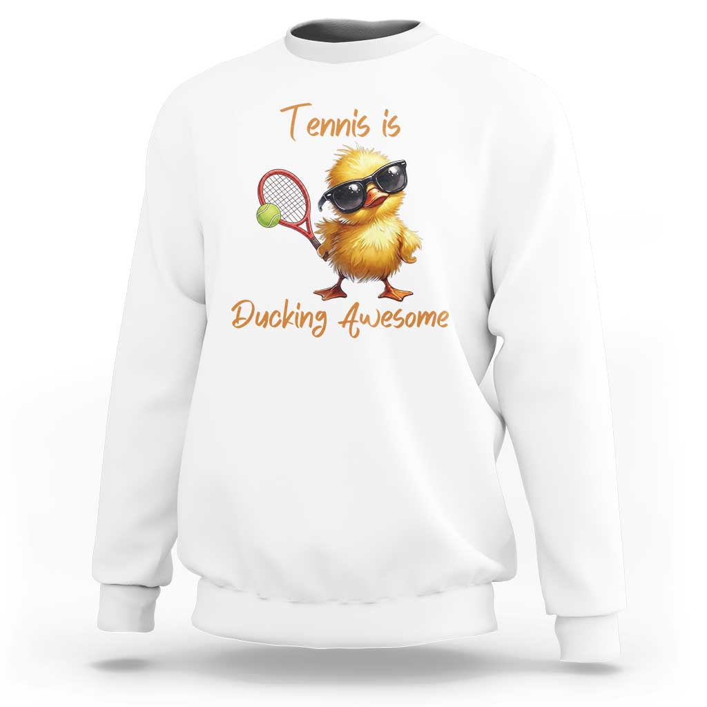 Funny Cute Duck Playing Tennis Sweatshirt Ducking Awesome - Wonder Print Shop