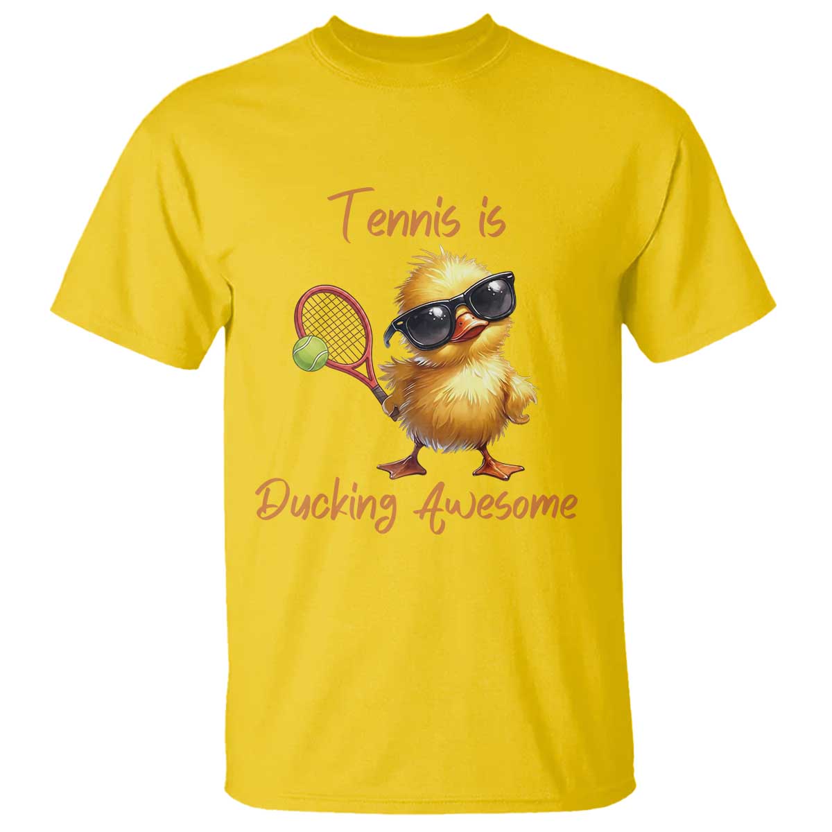 Funny Cute Duck Playing Tennis T Shirt Ducking Awesome - Wonder Print Shop