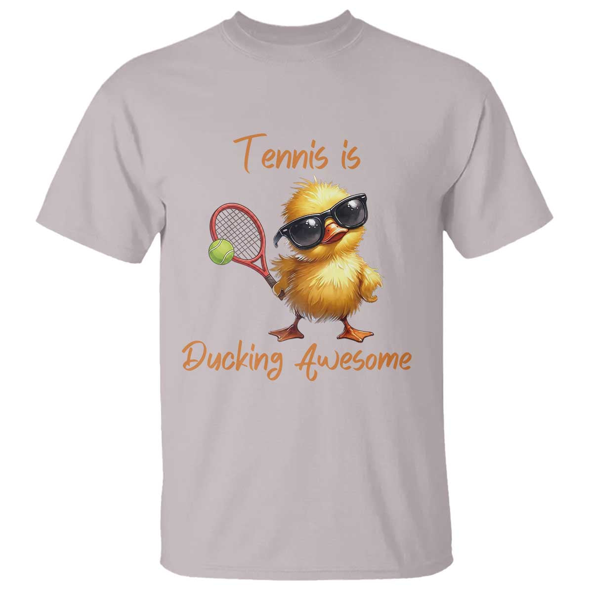 Funny Cute Duck Playing Tennis T Shirt Ducking Awesome - Wonder Print Shop