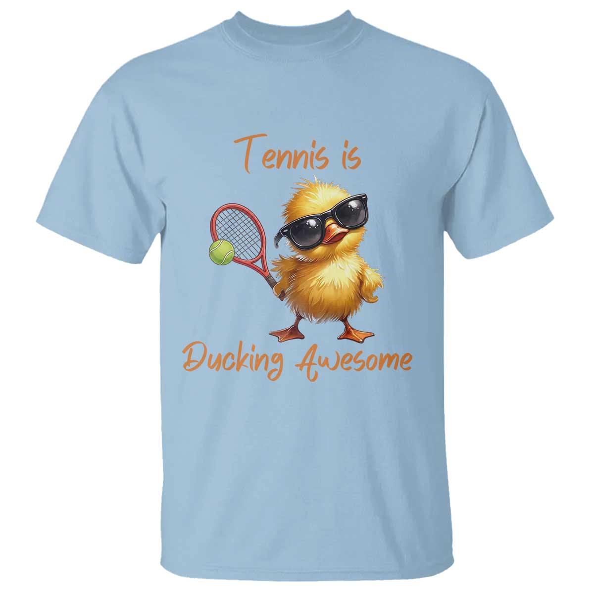 Funny Cute Duck Playing Tennis T Shirt Ducking Awesome - Wonder Print Shop